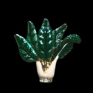Bok Choy enamel fashion brooch